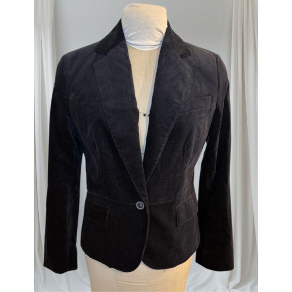 Talbots Velvet Blazer Sz. 12 Single Button Black Elegant Classic Holiday Party - Picture 1 of 6